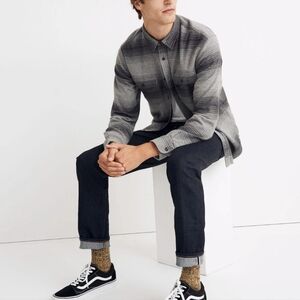 Madewell Double-Brushed Flannel Long-Sleeve Workshirt in Blanket Stripe Small